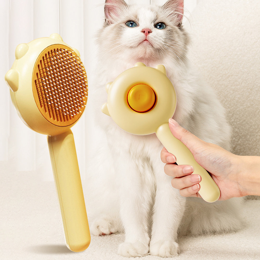 ๐พ Pet Grooming & Massage Comb โ Self-Cleaning Cat & Dog Hair Remover | Pawfabulous
